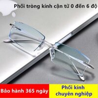 Kính gọng khoan thời trang nam không viền chống ánh sáng xanh , tròng đổi màu , phối được nhiều độ , thời thượng , kính