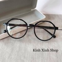 Kính Gọng Mắt Tròn Nhựa Thời Trang - Đen