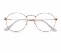 Kính Gọng Nam Nữ Mắt Tròn Kim Loại Viền Dày  - Hồng