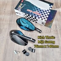 Kính Gương Chiếu Hậu Rizoma Hình Bầu Nhôm CNC Đen Bạc