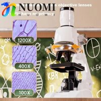 Kính hiển vi bỏ túi NUOMI, Bộ kính hiển vi trẻ em có thể điều chỉnh vi khuẩn, Mẫu vật thí nghiệm 200x 600x 1200x HD di động Đồ chơi kính hiển vi sinh học cho trẻ em tại nhà