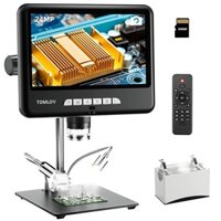 Kính hiển vi đồng xu kỹ thuật số TOMLOV 10.1 inch DM402 Pro 2K 1200x Kính hiển vi hàn IPS HDMI có đèn truyền 32GB