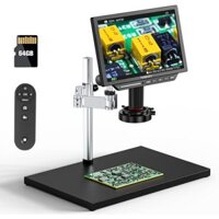 Kính hiển vi kỹ thuật số HDMI TOMLOV TM4K Max 4K 10.1 inch 2000x 52MP Kính hiển vi hàn cánh tay quay Kính hiển vi sửa chữa điện tử có đèn vòng, Kính hiển vi tiền xu LCD đế lớn hơn