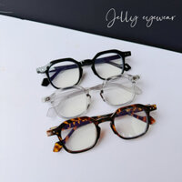 Kính không độ dáng vuông góc cạnh unisex UV400,Gọng kính nam dáng vuông Jelly Eyewear