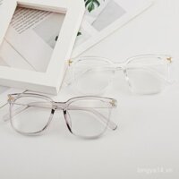Kính không kính retro khung đen trong suốt full frame 2020 chống ánh sáng xanh unisex khung mỏng có kính thuốc vàng