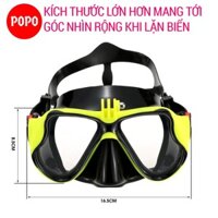 Kính lặn ống thở gắn Camera GOPRO, SJCAM POPO, mắt cường lực cao cấp