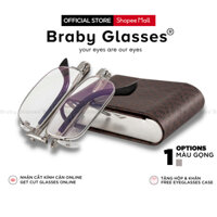Kính lão đọc sách gấp gọn cao cấp nam nữ Braby Glasses viễn thị cho người lớn tuổi sẵn độ kim loại chống rỉ KL05