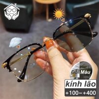 kính lão gọng kính cận đổi màu khi ra nắng nam nữ  +1.0 +1.5 + 2.0 +2.5 +3.0 +3.5 +4.0 Ống kính chuyển sang màu xám chống tia uv
