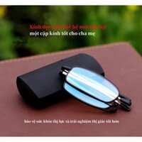 kính lão thị đọc sách gấp gọn cao cấp,kính viễn thị có độ sẵn 1-4 độ titanium có hộp đựng tiện lợi nước Đức