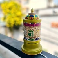 Kinh Luân Xoay Điện Họa Tiết Om Mani Padme Hum - Bánh xe cầu nguyện cắm điện, có kinh bên trong - T0514