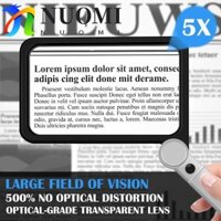Kính lúp cầm tay NUOMI, Kính lúp độ trong suốt cao được chiếu sáng, Đèn LED đa chức năng 5X 72 Kính lúp gấp vuông lớn đọc sách