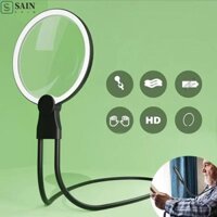 Kính lúp đeo cổ SAIN 3X, Kính lúp đọc sách 24 đèn LED có thể sạc lại, Đèn chiếu sáng có thể điều chỉnh nguồn USB-C đa chức năng Đèn lúp trang sách linh hoạt để kiểm tra trang sức