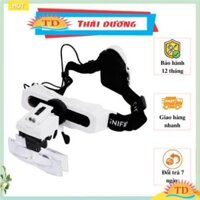 Kính lúp đeo mắt hỗ trợ sửa chữa có đèn V6 tích hợp 8 cặp thấu kính độ phóng đại khác nhau 1x-20x ( TẶNG KÈM PIN )