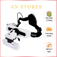 Kính lúp đeo mắt hỗ trợ sửa chữa có đèn V6 tích hợp 8 cặp thấu kính độ phóng đại khác nhau 1x-20x ( TẶNG KÈM PIN )