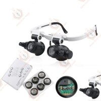 Kính lúp đeo mắt phóng đại 8X-15X-23X có đèn led- kèm bộ 6 con bướm dạ quang phát sáng _ [Shop Dụng Cụ Kỹ Thuật]