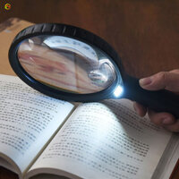Kính lúp ECHOG, Kính lúp cầm tay 5X 15X, Đèn chiếu sáng 4LED đa chức năng Độ sáng cao Ống kính lớn Báo phóng đại trắng