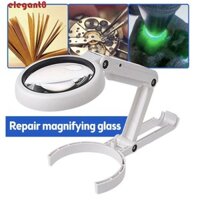 Kính lúp ELEGANT, Kính lúp cầm tay chống trượt, 8 đèn LED có thể gập lại với công cụ sửa chữa đồng hồ màu trắng nhạt Đọc sách