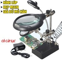 Kính lúp hàn mạch để bàn 3x-7,5x-10x có đèn led và giá đỡ mỏ hàn dùng sửa chữa điện thoại laptop mạch điện tử