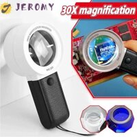 Kính lúp JEROMY 30X, Kính lúp ống kính với 4 đèn LED cầm tay, Kính quang học HD hai lớp cầm tay Kính lúp đọc sách