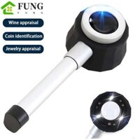 Kính lúp quang học FUNG, Kính lúp chiếu sáng cầm tay 45X Tầm nhìn rõ ràng, Kính lúp với 3 đèn LED Kính hiển vi kính lúp trang sức ống kính kim loại