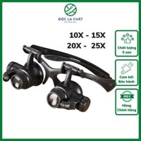 Kính Lúp V2 kèm đèn led dạng đeo mắt, gọng 2 bên chắc chắn, độ phóng đại lên tới 25 lần
