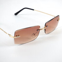 Kính mát có sẵn MOREGLASSES không viền gọng phong cách Y2K Punk 2023 tròng kính chống UV 400 ảnh thật