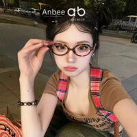 Kính mắt giả cận oval nhỏ dẹt Hàng Loại 1 cao cấp, gọng mắt kính Anbee cá tính da beo KC16