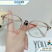 Kính Mắt Gọng Kính Cận Nữ Nửa Viền Thời Trang Mắt Kính Oval Chống Tia UV Và Ánh Sáng Xanh Mã M001