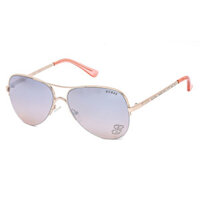 Kính Mát Guess Ladies Rose Gold Tone Round Sunglasses GF6058 28U 58 Màu Hồng Tím