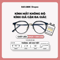 Kính mắt không độ kính giả cận đa giác 9011 Blue Lemon