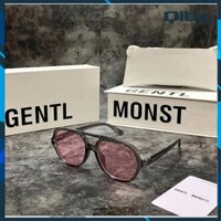 Kính mát kính thời trang nam nữ Qiby T-02 bản to dáng tròn màu gọng ghi tròng hồng trẻ trung, cá tính