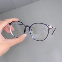 Kính mắt Lily 0 độ gọng nhựa tròn màu ghi |PASS|