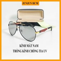 Kính mát nam cao cấp tròng kính đổi màu theo nhiệt độ - Mắt kính chống tia UV gọng đỏ độc đáo JJPOR8842
