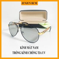 Kính mát nam cao cấp tròng kính đổi màu khi đi ra nắng, đổi màu theo nhiệt độ - Mắt kính chống tia UV gọng gỗ độc đáo