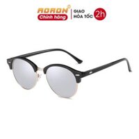 Kính Mát Nam, Mắt Kính Mát Nam Nữ, Kính Mát Tròn Chống UV, Chống Chói Đi Đường AK004- Aoron- Gọng Đen, Mắt Xám