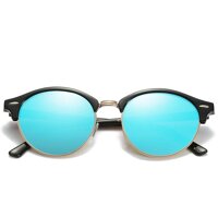 Kính Mát Nam, Mắt Kính Mát Nam Nữ, Kính Mát Tròn Chống UV, Chống Chói Đi Đường AK004 - Aoron - Gọng Đen, Mắt Xanh