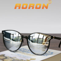 Kính Mát Nam Nữ, Kính Thời Trang Tròng Phân Cực Chống UV Dáng Mắt Mèo AK001- Aoron - Gọng Đen, Mắt Xám