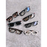 Kính mát nam nữ kuboraum gọng vuông nhỏ chất liệu acetate màu đen , trắng , beo tặng khăn