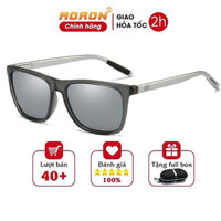 Kính Mát Nam Nữ, Mắt Kính Phân Cực Thời Trang, Gọng Kính Vuông Magie AK010 - AORON - Gọng bạc Mắt đen trong