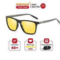 Kính Mát Nam Nữ, Mắt Kính Phân Cực Thời Trang, Gọng Kính Vuông Magie AK010 - AORON - Gọng xám, mắt vàng