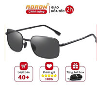 Kính Mát Nam Thời Trang, Mắt Vuông Tròng Phân Cực Đổi Màu Chống Lóa Đi Đêm, Gọng Kính Gập Tiện Lợi AK026 - AORON - Mắt Đen Ko Đổi Màu