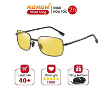 Kính Mát Nam Thời Trang, Mắt Vuông Tròng Phân Cực Đổi Màu Chống Lóa Đi Đêm, Gọng Kính Gập Tiện Lợi AK026 - AORON - Mắt Vàng Đi Đêm
