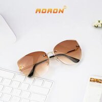 Kính Mát Nữ Aoron Không Viền Chống Nắng Đi Biển Tròng Gradient Mắt Mèo Pastel Kẹo Ngọt Cá Tính Thời Thượng AK114 - G.Vàng-M.Trà