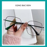 Kính Mắt Nữ Aoron, Kính Chống Ánh Sáng Xanh Tròng Đa Giác, Gọng Kính Kim Loại Nhiều Màu Thời Trang Trẻ Trung - AK102 - gọng đen bạc