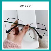 Kính Mắt Nữ Aoron, Kính Chống Ánh Sáng Xanh Tròng Đa Giác, Gọng Kính Kim Loại Nhiều Màu Thời Trang Trẻ Trung - AK102 - Gọng Đen