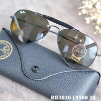 Kính Mát Ray-ban RB3030 L9500 mắt xanh viền cách điệu Aviator, viền đen (58-14-160)