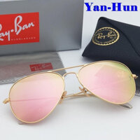 Kính mát Rayban Aviator kim loại RB3025/3026, tròng kính thủy tinh, unisex màu hồng