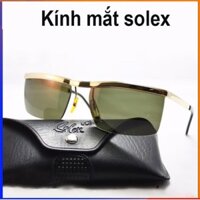 Kính mắt Solex sống trâu kèm ví da và khăn lau kính ,Mắt kính cơn Solex tròng chống UV400
