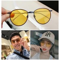 Kính Mát Thời Trang Nam Nữ GM Kính Chữ V Dáng Tròn Mắt Vàng Trẻ Trung,Chống UV400.Gọng Kim Loại Phù Hợp Mọi Khuôn Mặt