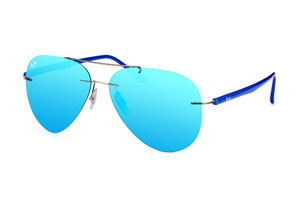 Kính mát Unisex Rayban gọng xanh phối bạc tròng xanh RB8058-004-55